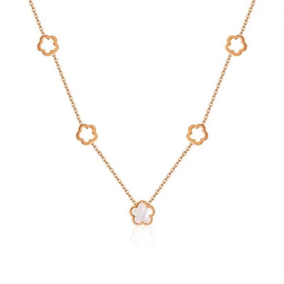 Zara Mother of Pearl Flower Camellia Fine Chains Studs - Picture 11 of 16